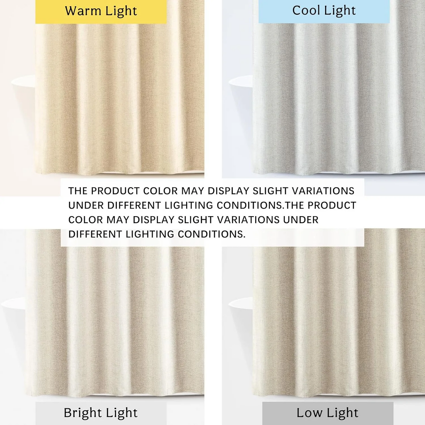 Linen Shower Curtain Farmhouse Waterproof Heavy Duty Fabric Shower Curtain for Bathroom,Beige,72"x72"