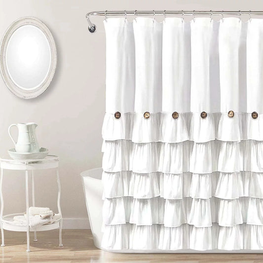 White Farmhouse Shower Curtains