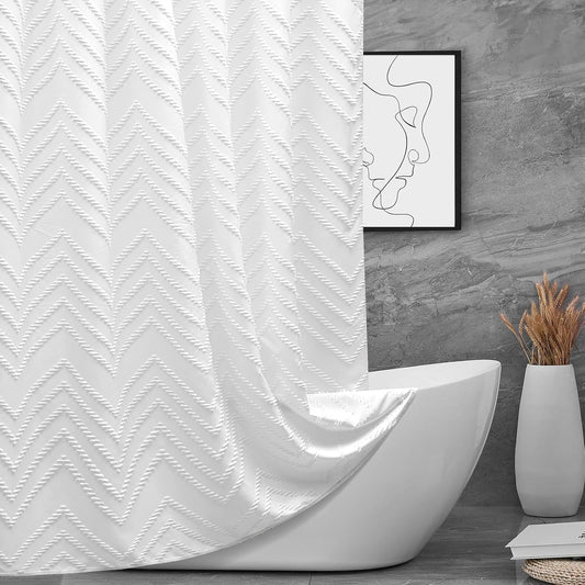 Boho Shower Curtain Modern Shabby Chic Textured Tufted Chevron Bathroom Curtains 72'' x 72''