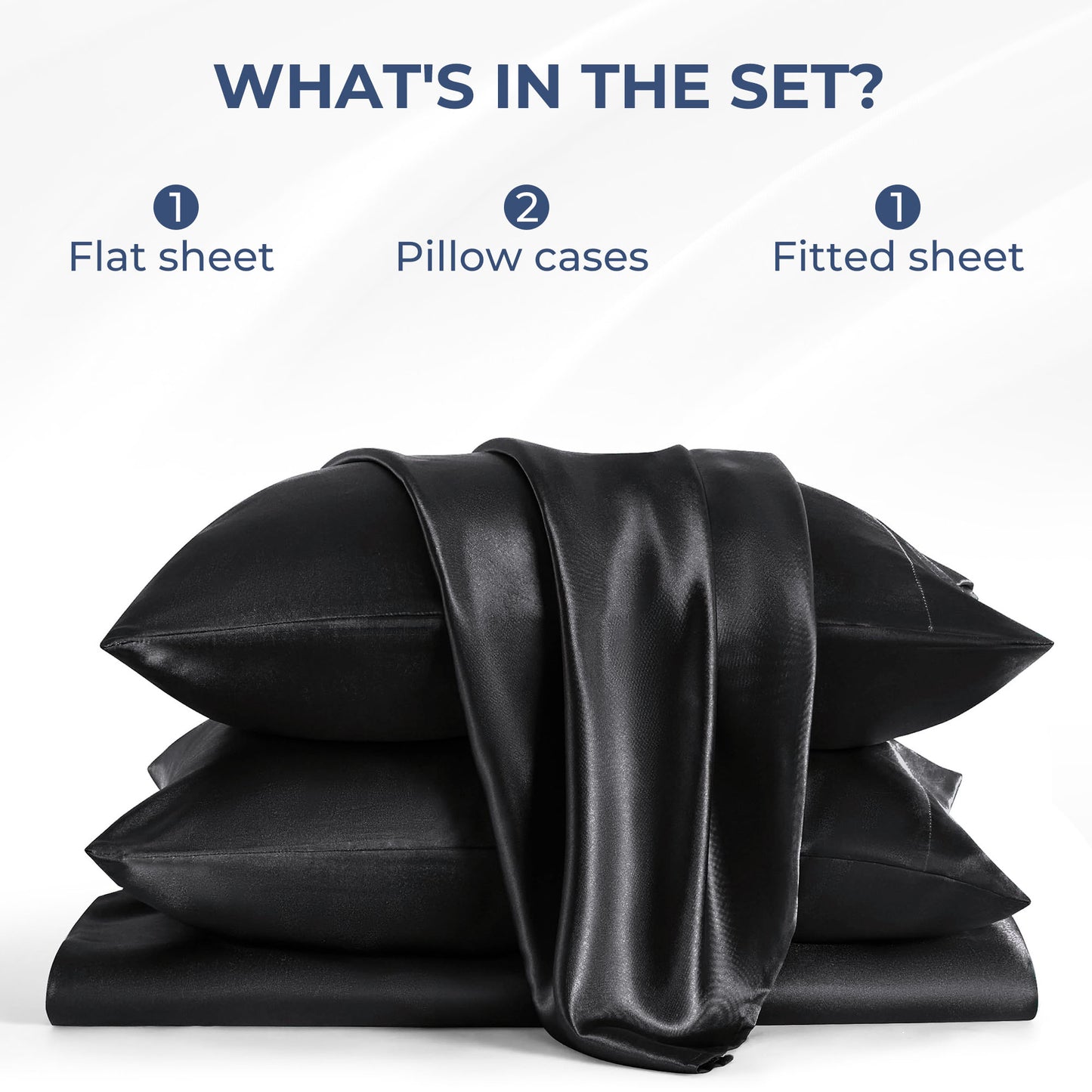 Seasonwood Satin Sheets Set 4 Pieces 1800 Microfiber