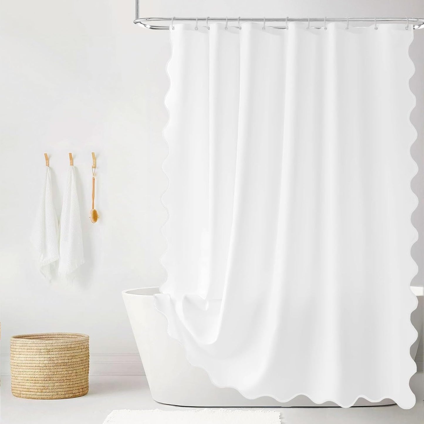 Seasonwood Shower Curtain Cute Scalloped Shower Curtain,72x72 Inches