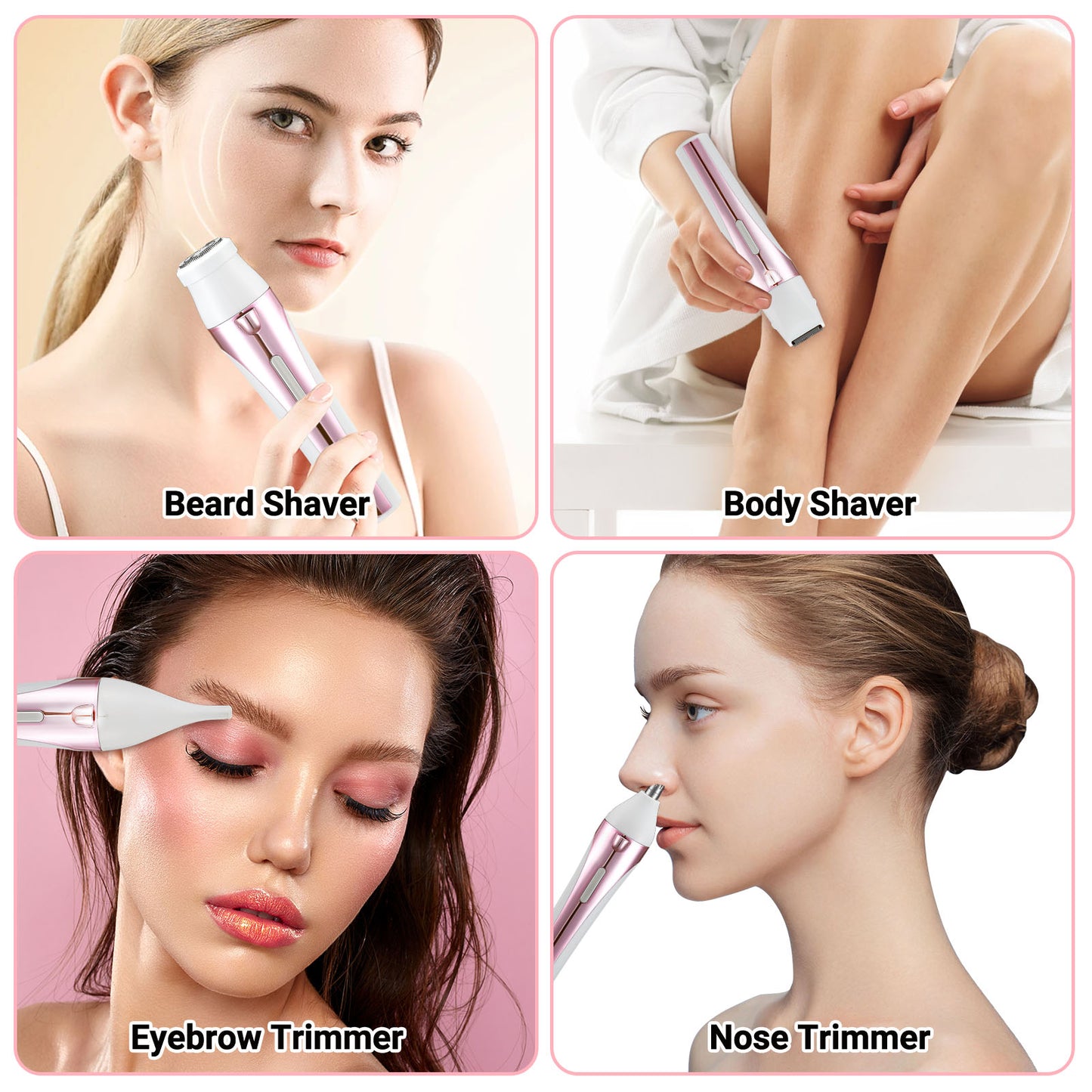5 in 1 Electric Razor for Women,Nose Hair Trimmer, Face, Bikini & Body Shaver, Gentle Design for Smooth Skin