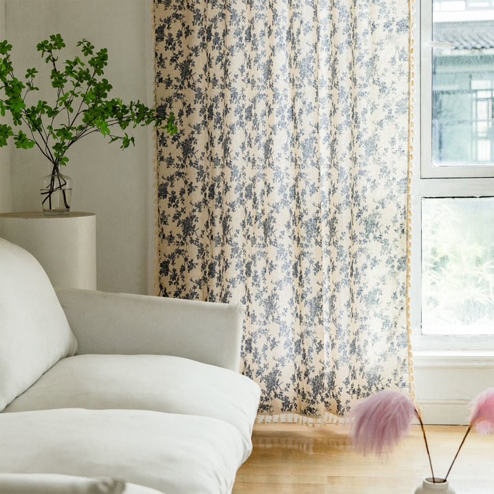 Semi Blackout Curtains for Living Room Farmhouse Linen Curtains Rod Pocket 52" x 84",1 Panel