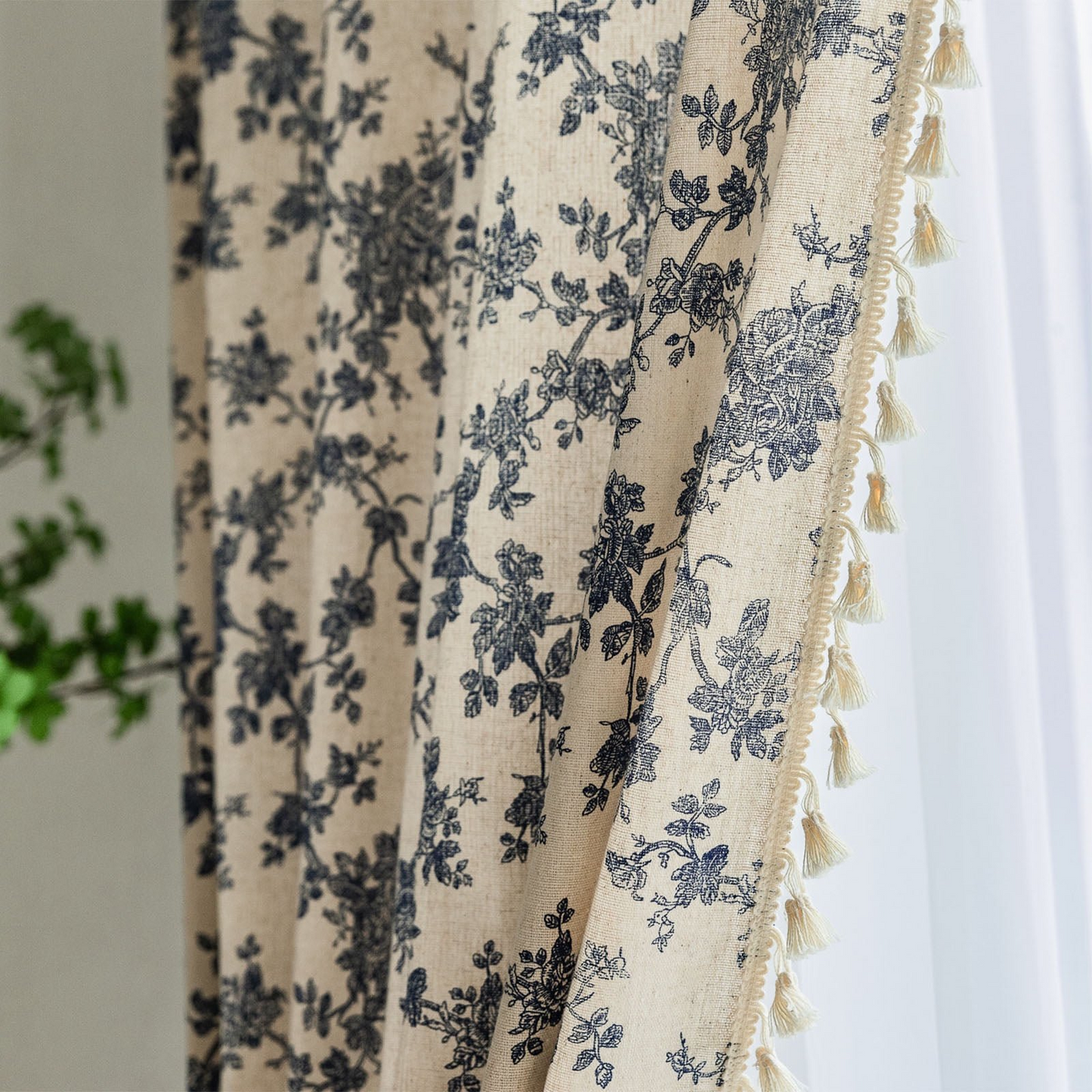 Semi Blackout Curtains for Living Room Farmhouse Linen Curtains Rod Pocket 52" x 84",1 Panel