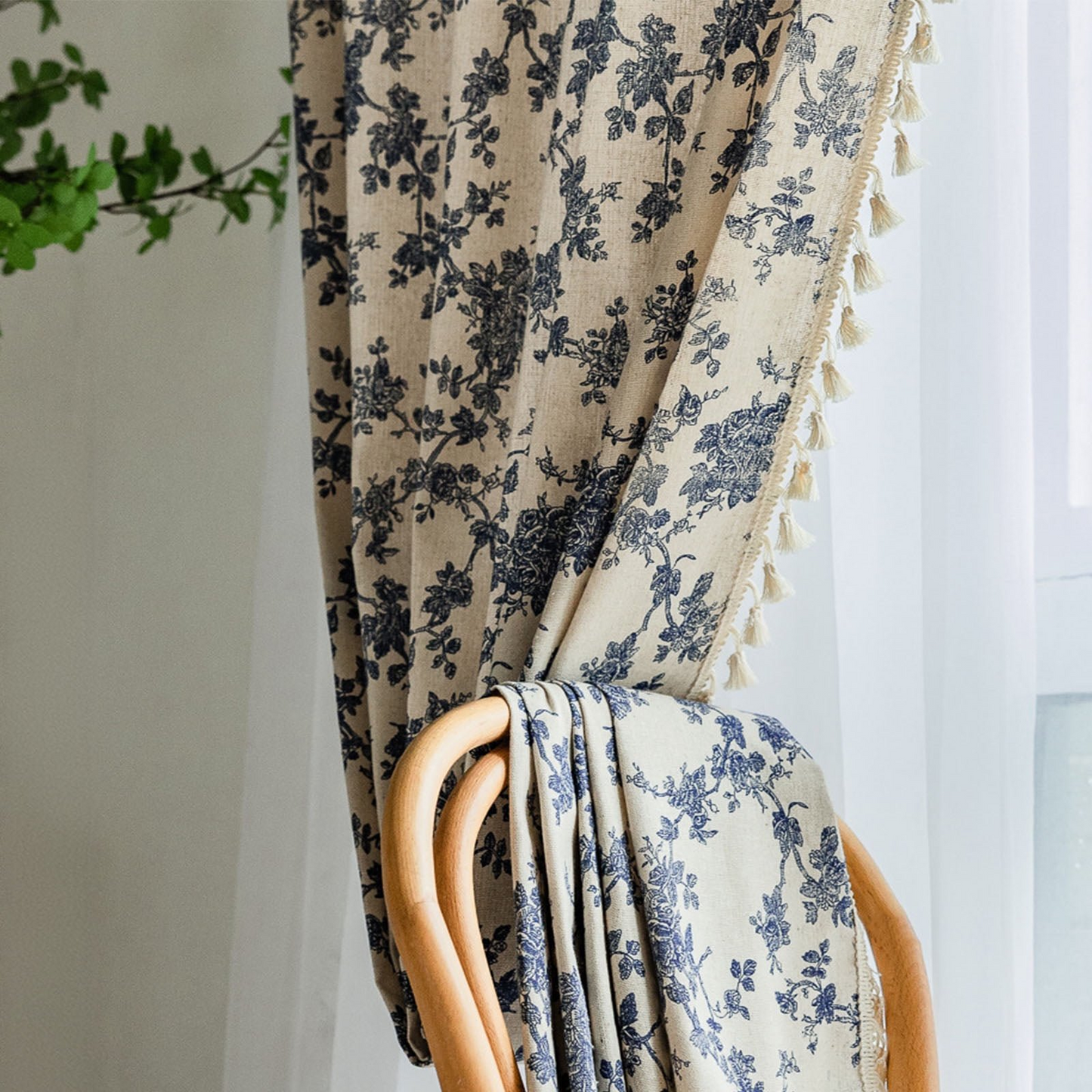Semi Blackout Curtains for Living Room Farmhouse Linen Curtains Rod Pocket 52" x 84",1 Panel