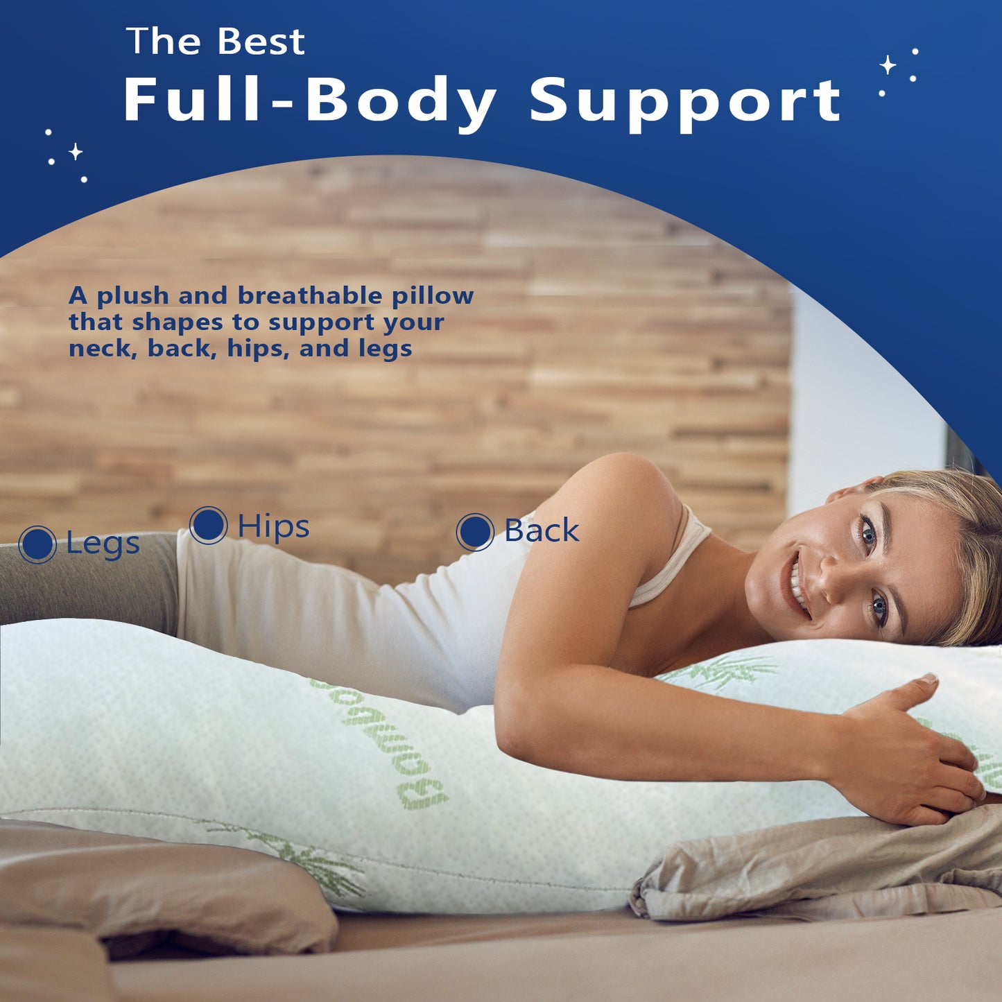 Cooling Body Pillows for Adults Bamboo Body Pillow Memory Foam 20''×50''