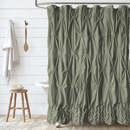 Farmhouse Shower Curtain Green Fabric Shower Curtain for Bathroom Decor Chic Style 72" x 72"