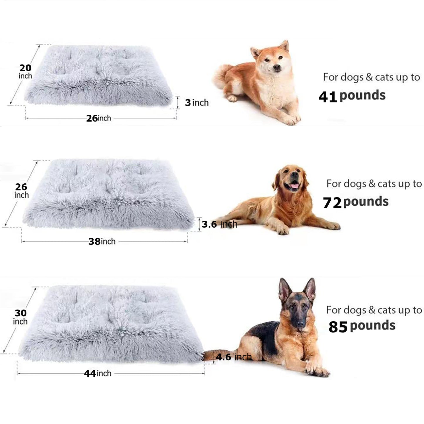 Large Dog Bed Washable Cat Dog Calming Mats Anti-Slip Bottom