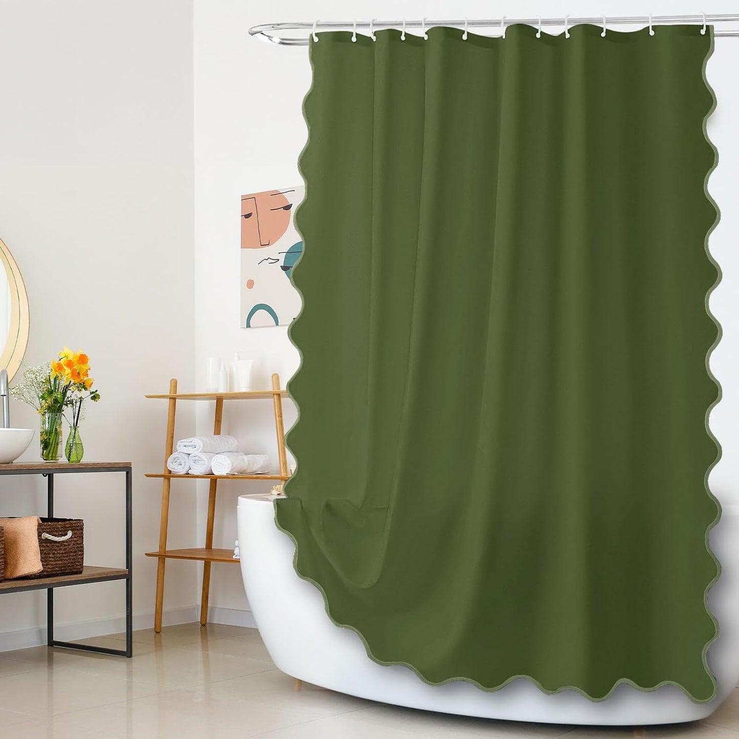 Seasonwood Shower Curtain Cute Scalloped Shower Curtain,72x72 Inches