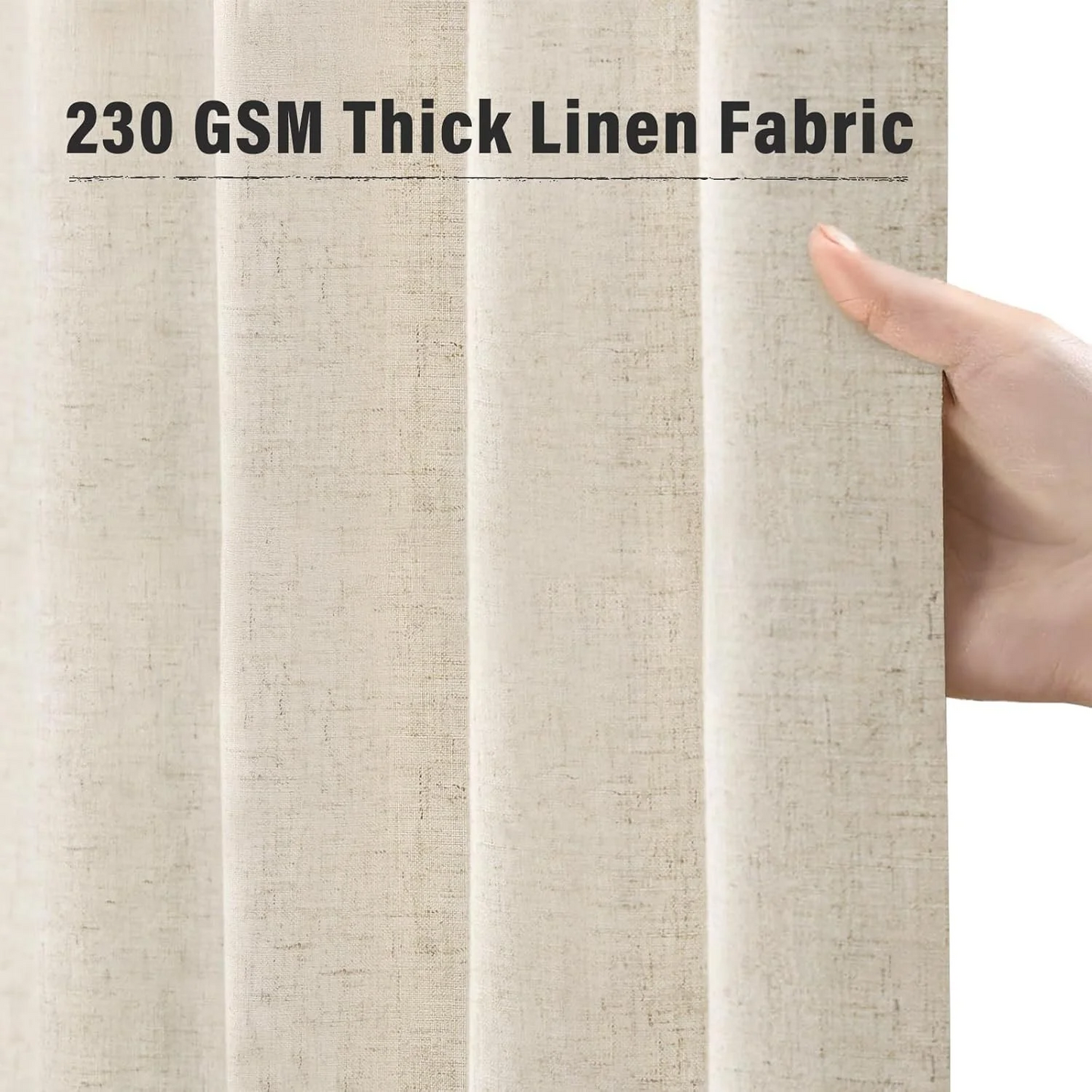 Linen Shower Curtain Farmhouse Waterproof Heavy Duty Fabric Shower Curtain for Bathroom,Beige,72"x72"
