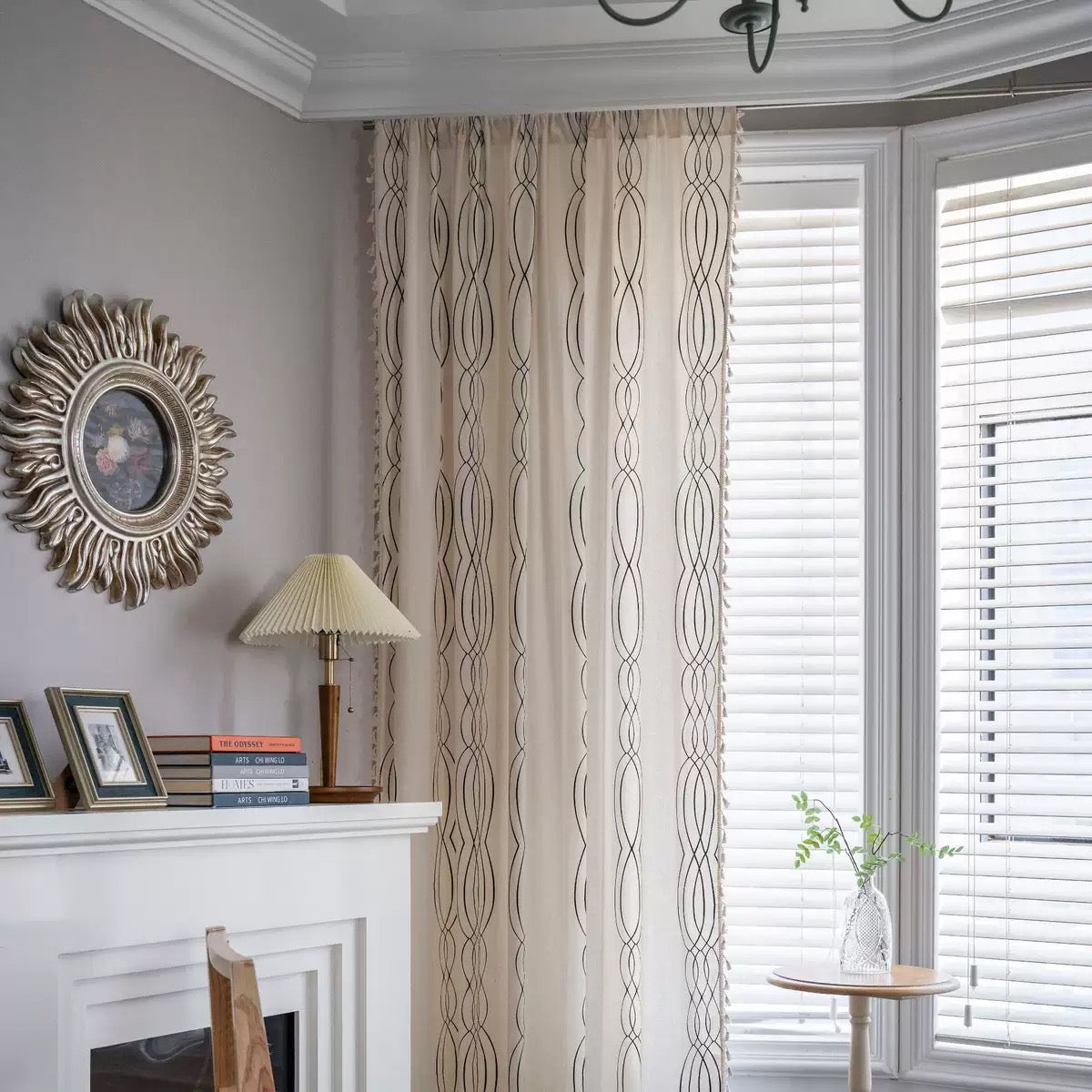 TURKIO Farmhouse Cotton Linen Curtains for Living Room Black Stripe Boho Curtains  1 Panel,White