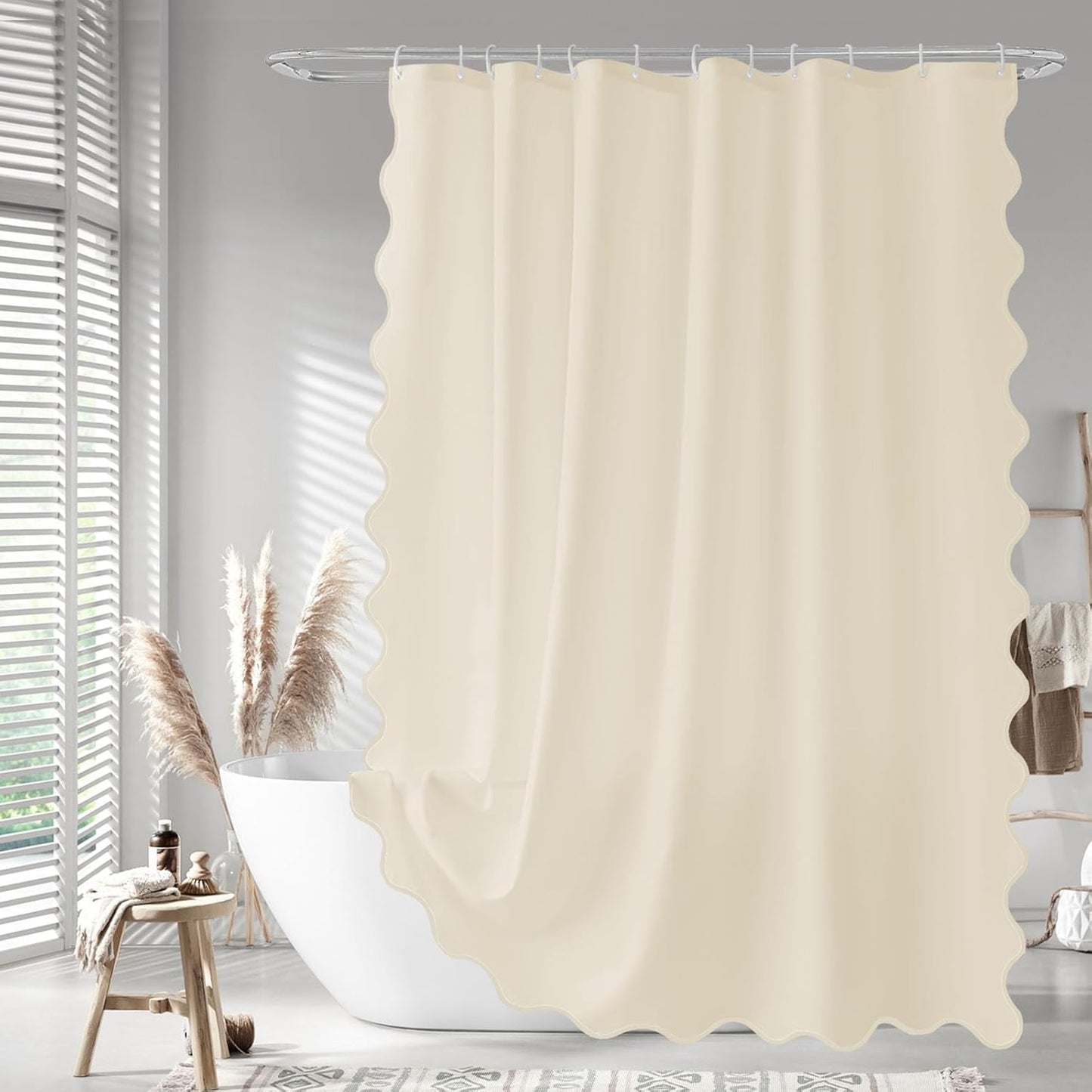 Seasonwood Shower Curtain Cute Scalloped Shower Curtain,72x72 Inches