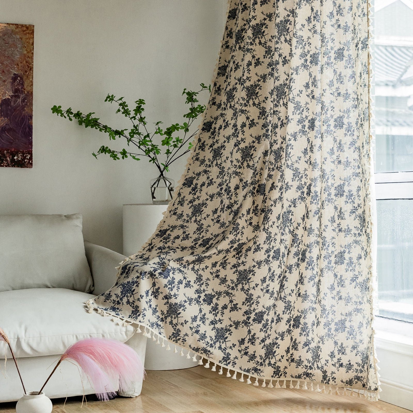 Semi Blackout Curtains for Living Room Farmhouse Linen Curtains Rod Pocket 52" x 84",1 Panel